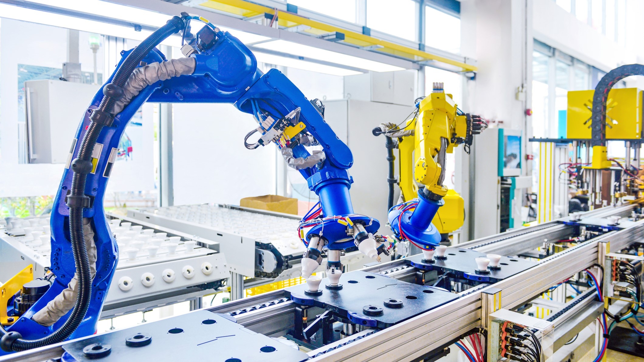 engineering robotics machines working on an assembly line